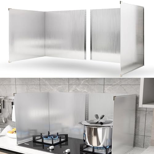 2 PCS Stove Grease Splatter Screens Guard | Range Backsplash Splatter Guard for Wall | 2 Sided Foldable Splash Shield Metal Panel Protector for Cooking, Stainless Steel, 15.7 X 15.7 X 15.7 Inches