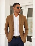 COOFANDY Men's Linen Blazer Casual Sport Coats Dress Formal Suit Jackets Business Classic Winter Sport Jacket Brown