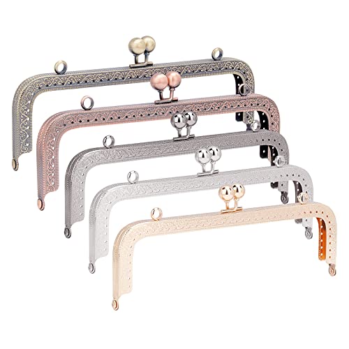 PH PandaHall 5 Color 7.9"/20cm Metal Frame Purse Bag Metal Frame Kiss Clasp Lock for Purse Making DIY Craft Squared Design Bag Clutch Coin Purse Frames