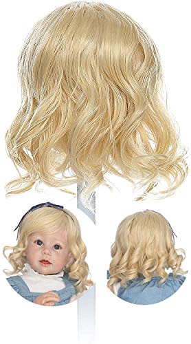 Reborn Wigs for Reborn Toddler Dolls Curly Short Blond Golden Hair Reborn Doll Wig Realistic Soft Wig Hair Suit for Head Circumference 48cm 19 inch 24"-28" Toddlers Doll (short curly golden)