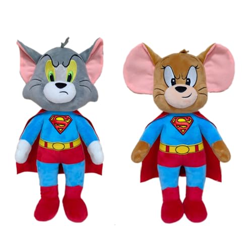 Zgwafdww Cat with Mouse Plush Toy Set - 15'' Tom & 12.6'' Jerry - Perfect for Kids - Birthday Party Supplies - Soft Cat & Mouse Plush Toys