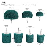 HighFree 7 PCS Non Woven Abrasive Buffing Wheels Drill Attachment Set - Scouring Pads Wheel with 1/4" Shank for Polishing Mirror Stainless Steel Copper Aluminum Wood-Wares - 180 Grit