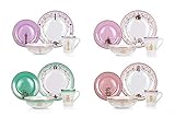 Disney Themed Dinnerware Set - 16 Ceramic Dishes, 4 Place Settings | Collection 2 | Featuring Princesses Tiana, Rapunzel, Aurora, and Mulan | Colorful Dinner & Dessert Plates, Bowl & Mug