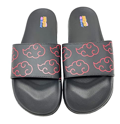 Ground Up International Officially Licensed Naruto Shippuden Adult Sandals - Red Cloud Logo Black 11-12