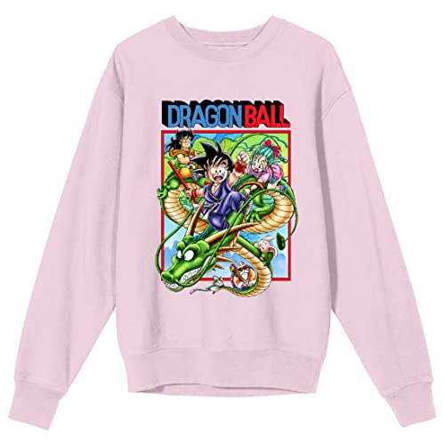 Bioworld Dragon Ball Classic Poster Art Crew Neck Long Sleeve Cradle Pink Women's Sweatshirt-Large