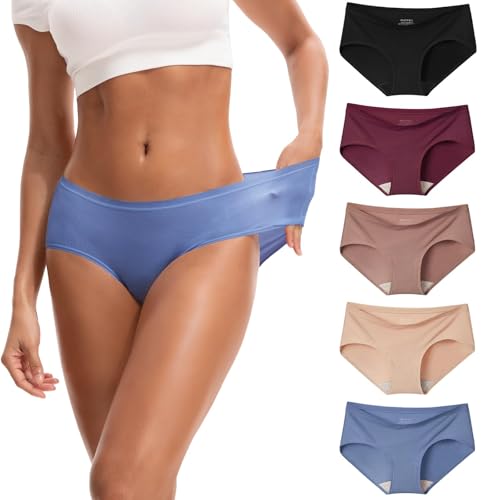 INNERSY Women's Hipster Panties No Show Modal Ladies Underwear No Panty Line 5-Pack(Morandi, Small)