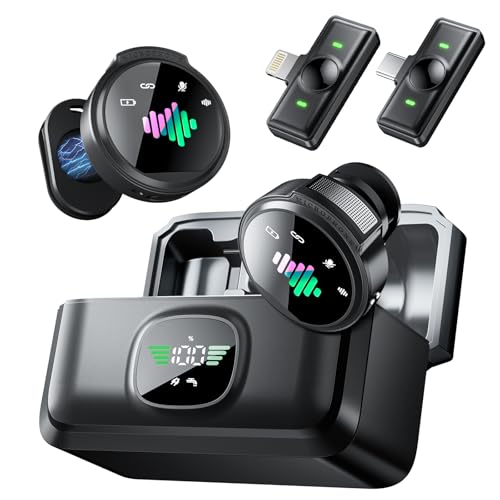 LID LIRDDY Wireless Lavalier Microphone for iPhone: Mini Wireless Microphones for Android Equipment - Noise Reduction Lapel Mic for Professional Recording - 80h Battery Life - 48KHz Studio Sound