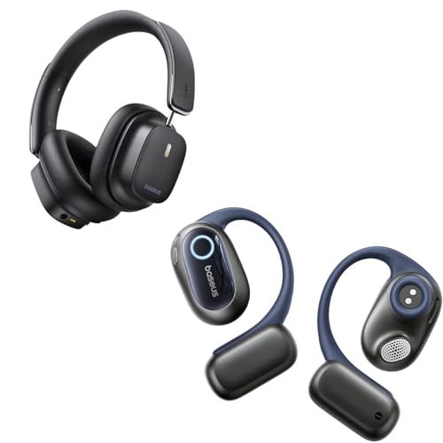 Baseus Bowie 30 Max Over EarHHeadphones with Bowie MF1 Open-Ear Earbuds, Hi-Res Wireless Audio with LDAC, Rich Bass, Comfortable Silicone Cushion Design, 60H Play, AI Clear Calls, Waterproof