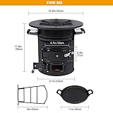 Lineslife Rocket Stove Wood Burning Portable and Grill Pan, Charcoal Camping Stove with Handle and Carry Bag for Outdoor Cooking, Backpacking, RV, Survival, Black 12.6" Stove Top with Two Doors