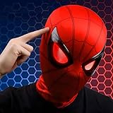 Simccppley Spider Mask, Electric Spider Superhero Role-Playing Mask with Moving Eyes and LED Lights, Movable Eyes Remote Control Mask