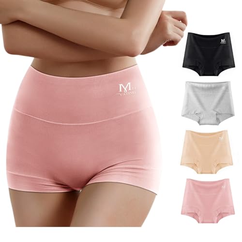 MEIYATING Boy Shorts Underwear for Women Compression Gym Shorts High Waisted Boxers Briefs Cotton Panties Boyshort 4 Pack