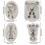 Sijiangmold Bear Fondant Molds Teddy Bear Silicone Molds Bear Chocolate Candy Mold For Birthday Party Cake Decoration Cupcake Topper Sugar Craft Polymer Clay Gum Paste Set Of 4