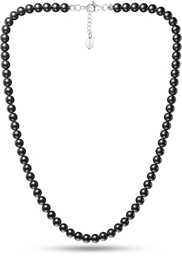 MagnetRX® Magnetic Hematite Necklace – Ultra Strength Magnetic Hematite Stones – Unisex Beaded Necklaces for Men and Women (6mm Round Beads)