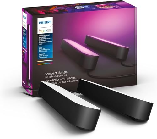 Philips Hue Smart Play Light Bar Base Kit, Black - White & Color Ambiance LED Color-Changing Light - 2 Pack - Requires Bridge - Control with App - Works with Alexa, Google Assistant and Apple HomeKit