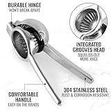 Zulay Kitchen Lemon Squeezer Stainless Steel - Premium Quality, Heavy Duty Solid Metal Squeezer Bowl - Large Manual Citrus Press Juicer and Lime Squeezer Stainless Steel