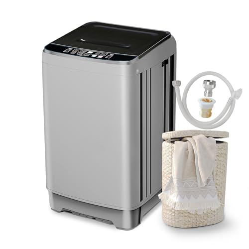 Zyerch Portable Washing Machine 2.3 Cu. Ft. Full-Automatic Compact Washer Machine for Apartment, 10 Wash Program Small Portable Washer for Dorm, Apartment, RV, Home, Silver