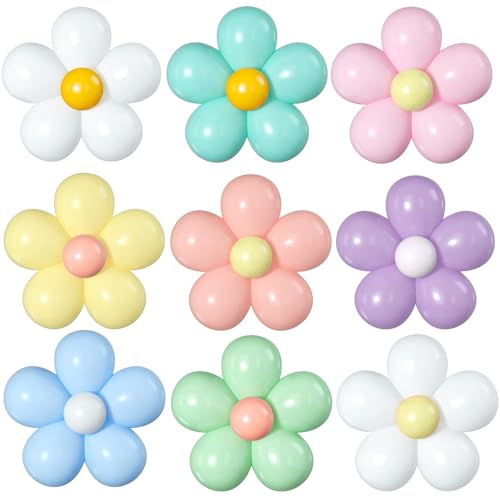 16 Set Daisy Flower Balloons DIY Kit,Boho Macaron Pastel Daisy Balloon Flower Party Decorations for Baby Shower Birthday Wedding Anniversary Groovy Party Supplies