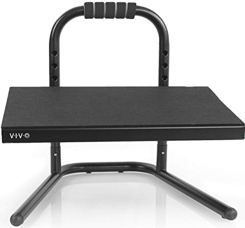 VIVO Ergonomic Height Adjustable Foot Rest Relief Platform, Elevated Stool for Comfortable Sit to Stand Workstation, Non-Slip Surface, Portable, Home Office Classroom Use, Black, STAND-FT01