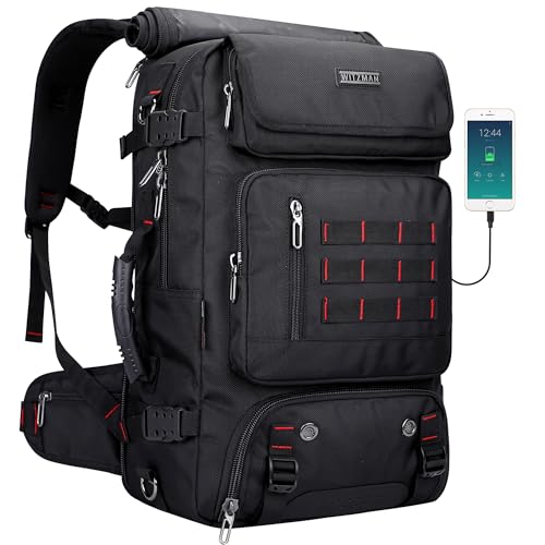 WITZMAN Carry on Travel Backpack for Men Airline Approved Convertible Nylon Duffle Backpack Luggage Bag (B682 Black)