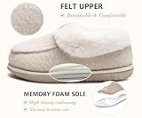 COFACE Women's Arch Support Memory Foam House Slippers Ladies Warm Fuzzy Faux Fur Collar Winter Moccasin Shoes with Orthotic Plantar Fasciitis Indoor Outdoor Hard Rubber Sole Beige Size 8