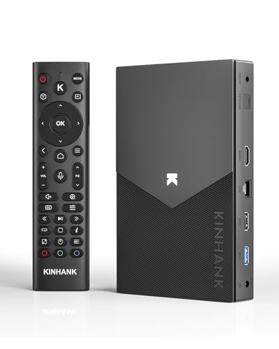 Kinhank 8K Android TV Box, 4K BD Media Player, Compatible with Dolby Vision/Dolby Atoms/DTS X/HDR10+, S928X-K, Poster Wall, 4+64GB, AI-PQ, AI-SR, AV1, WiFi6, BT5.2, 1000M LAN, HDMI2.1, Widevine L1