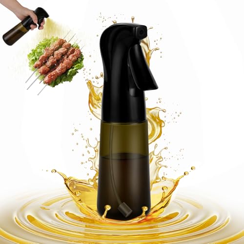 hoforife 6oz Glass Olive Oil Sprayer Bottle for Cooking, Oil Mister Spray Dispenser Bottles with Portion Control for Kitchen (Green Bottle, Light Blockage)