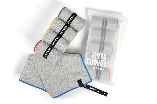 Acteon Microfiber Quick Dry Gym Towel, Silver ION Odor-Free Absorbent Fiber, Fast Drying, Men & Women Workout Gear for Body Sweat, Working Out, Towels