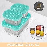 Tanjiae Stainless Steel Lunch Containers for Kids | Leak Proof Food Grade Snack Containers with Silicone Lids - Perfect Metal Food Containers with Lids for Kids School and Toddler Daycare (25oz+8oz*2)