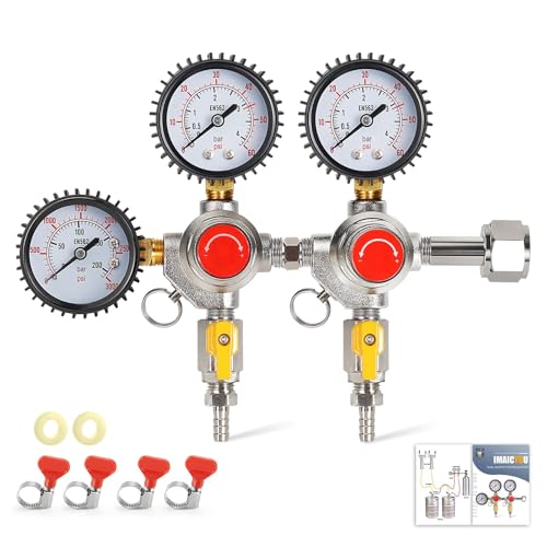 Imaictuu Two System CO2 Regulator Dual Output Keg Regulator Beer Regulator CGA-320 Kegerator Regulator CO2 Beer Keg Regulator with 0-60PSI Working Pressure,CO2 Keg Pressure Regulator for Home Brewing
