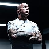 Progress Jiu Jitsu Academy Short Sleeve Sleeve Rashguard | Comfortable and Durable BJJ Rash Guard | Flexible Rash Guard for Grappling | Moisture-Wicking Compression Tops for Men and Women | White - L