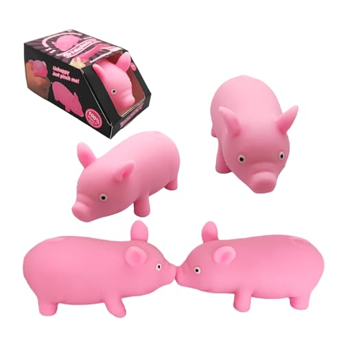 ZHEBAG Cute Pink Pig Stress Toys, Cute Animal Squishy Pig Fidget Sensory Toys,Stress Relief Toy Gifts for Children and Adults, Stress Relief Squishy Toys for Kids (4 Pack)
