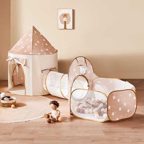 Tiny Land Kids Play Tent with Tunnel, Pop Up Play Tent with Ball Pits for Toddlers, Baby Tent with Carry Bag, Toddler Tents Indoor