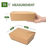 AICHEF 50 Pack 70 oz Large Take Out Food Containers - Heavy Duty Microwavable Kraft Brown Paper To Go Box #3 - Grease Resist Paper Lunch Box Cardboard Take Out Box for Restaurant, Household, Party