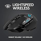 Logitech G502 Lightspeed Wireless Gaming Mouse with Hero 25K Sensor, PowerPlay Compatible, Tunable Weights and Lightsync RGB - Black