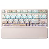 YUNZII B87 Wireless Mechanical Keyboard,QMK/VIA Programmable,TKL Layout 87 Keys,BT/2.4G/USB-C,Hot Swap Gasket Mount RGB Backlit Gaming with Wrist Rest for Win/Mac(Butter, Milk V2)