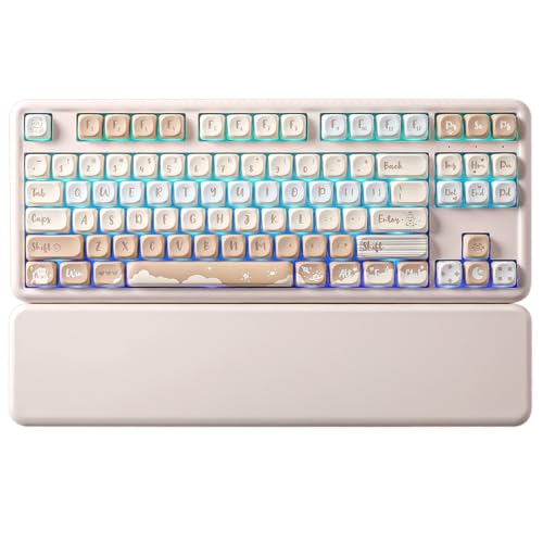YUNZII B87 Wireless Mechanical Keyboard,QMK/VIA Programmable,TKL Layout 87 Keys,BT/2.4G/USB-C,Hot Swap Gasket Mount RGB Backlit Gaming with Wrist Rest for Win/Mac(Butter, Milk V2)