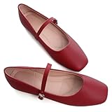 TN TANGNEST Women's Mary Jane Shoes Ballet Flats for Women Comfortable Round Toe Slip On Flats Ankle Strap Flats Red 40(7.5)