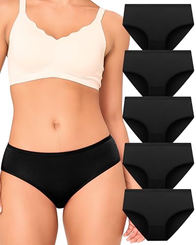 BAMBOO COOL Womens Underwear Breathable Moisture-Wicking Briefs Hipster Ladies Panties, 5-Pack