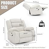 SINCRUMI Power Swivel Rocker Recliner Chair for Adults with Massage and Heat, USB and Type-C Charging Port, Infinite Position, Electric Glider Rocking Chairs for Living Room, Nursery, White