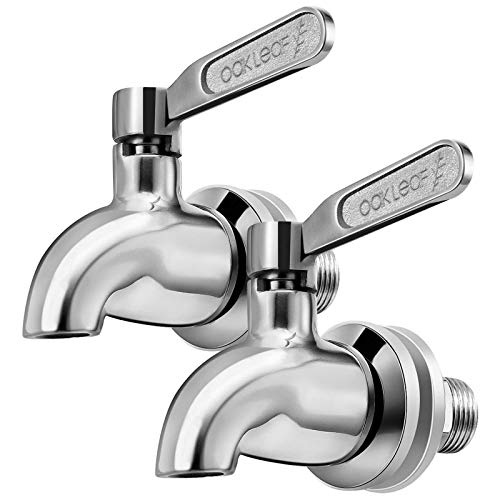 Oak Leaf Replacement Spigot for Beverage Dispenser, Stainless Steel Spigot for Drink Dispenser, Water Dispenser Faucet, Food Grade, 2-Pack