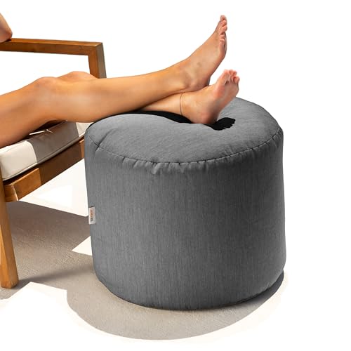 Jaxx Spring Indoor/Outdoor Bean Bag Pouf Ottoman, Charcoal Sunbrella