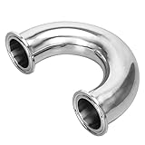 DERNORD 1.5" Tube OD Elbow 180 Degree Sanitary Pipe Fitting SS304 Tri Clamp 1.5 Inch