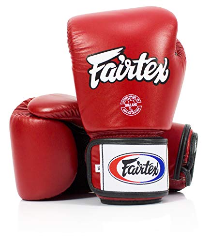 Fairtex BGV1BR Muay Thai Boxing Breathable Gloves for Men, Women, Kids | MMA Gloves, Kickboxing, Gym, Workout | Premium Quality, Light Weight & Shock Absorbent 12 oz Boxing Gloves-Red