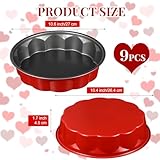 SiliFine 9 Pcs 10 Inch Heart Cake Pan Flower Shaped Molds DIY Nonstick Baking Pan Cake Carbon Steel Oven Molds for Weddings Parties Family Occasions Birthday and Valentine’s Day(Flower)