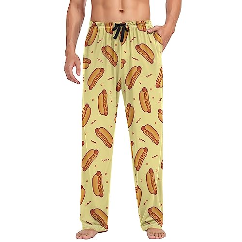 Hot Dog Yellow Mens Pajama Pants Lounge Bottoms Soft Sleep Pants S