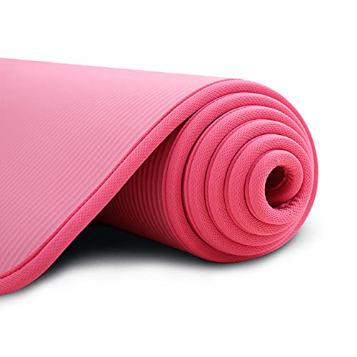 10MM Extra Thick 183cmX61cm Yoga Mats NRB Non-slip Exercise mat For Fitness Tasteless Pilates Workout Gym Mats with Bandages (Pink)