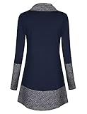 Gaharu Long Tunic Tops for Women to Wear with Leggings Fall Business Casual Clothes Cowl Neck Long Sleeve Flowy Pullover Blouses Shirt Sweatshirt(Blue Ribbed,Large)