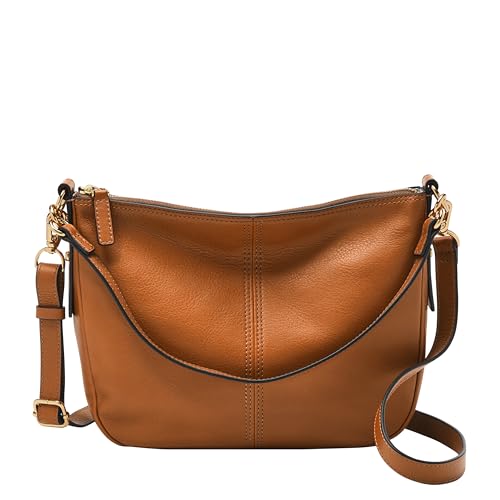Fossil Women's Jolie Leather Crossbody Purse Handbag, Saddle (Model: ZB7716216)
