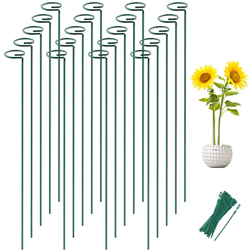 Joyhalo 20 Pack Plant Support Stakes 36 Inches, Plant Stakes, Flower Stakes with 24 Twist Ties, Garden Sticks for Plants Hibiscus, Sunflower, Red Hot Poker, Hydrangea, Tomato, Sapling Etc