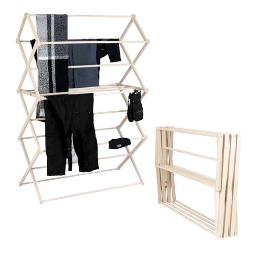 Pennsylvania Woodworks Clothes Drying Rack: Solid Maple Hard Wood Laundry Rack for Blankets, Towels, Bedding & More, Heavy Duty Folding Drying Rack, Made in USA, No Assembly Needed, XXLarge